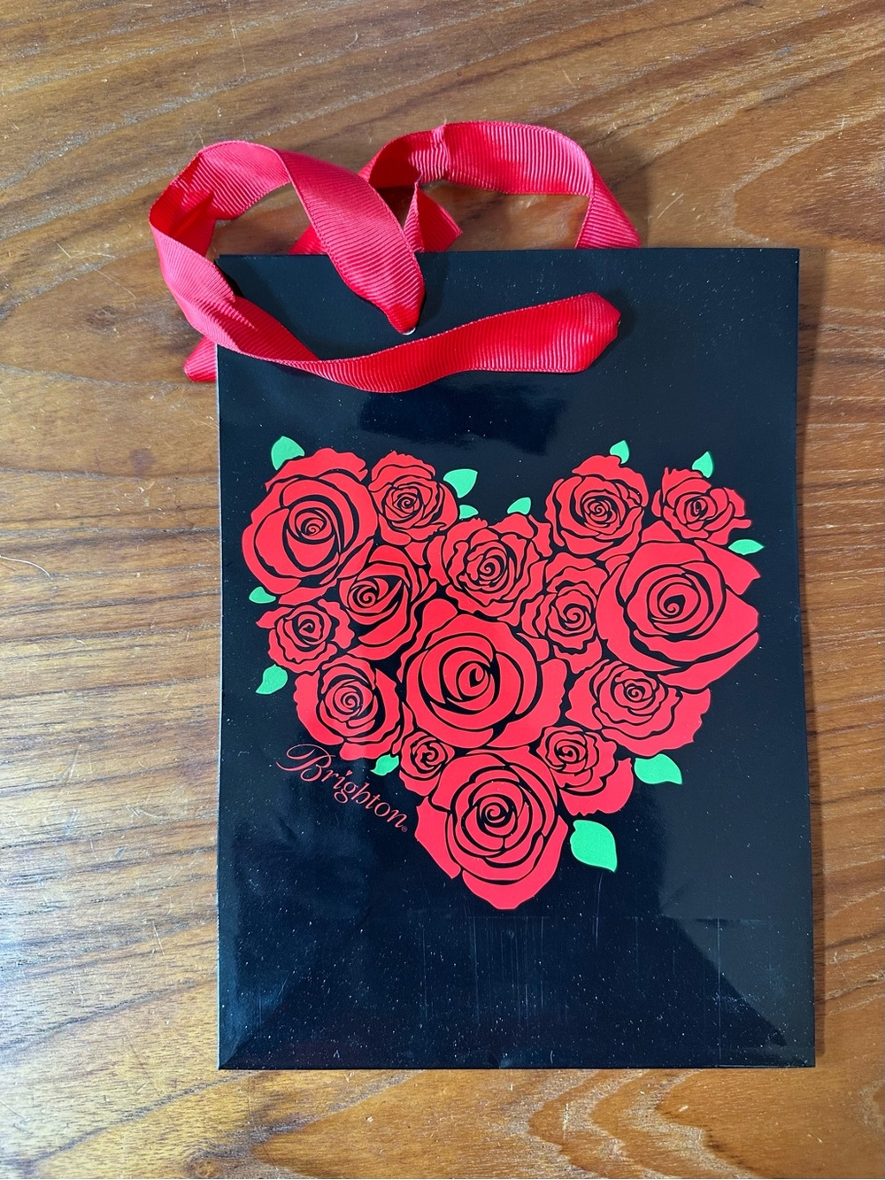 Brighton Black Gift Bag with Red Rose Heart